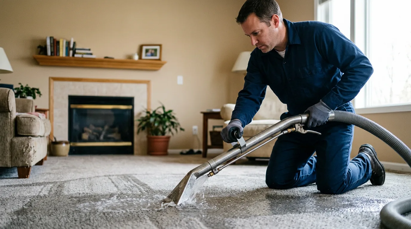 Water damage restoration technician working near La Grange, NC
